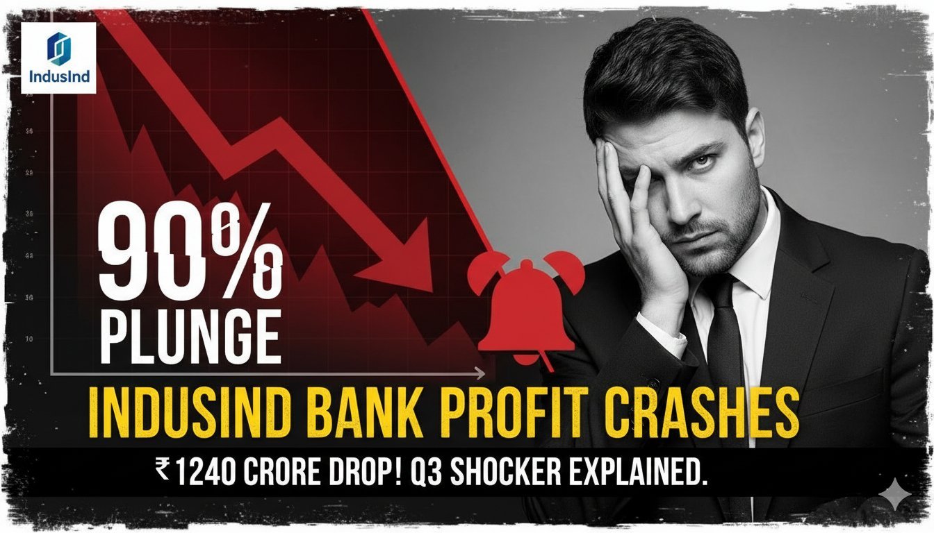IndusInd Bank Q3 FY26 फाइनेंशियल रिजल्ट्स में मुनाफा गिरावट दिखाता ग्राफ