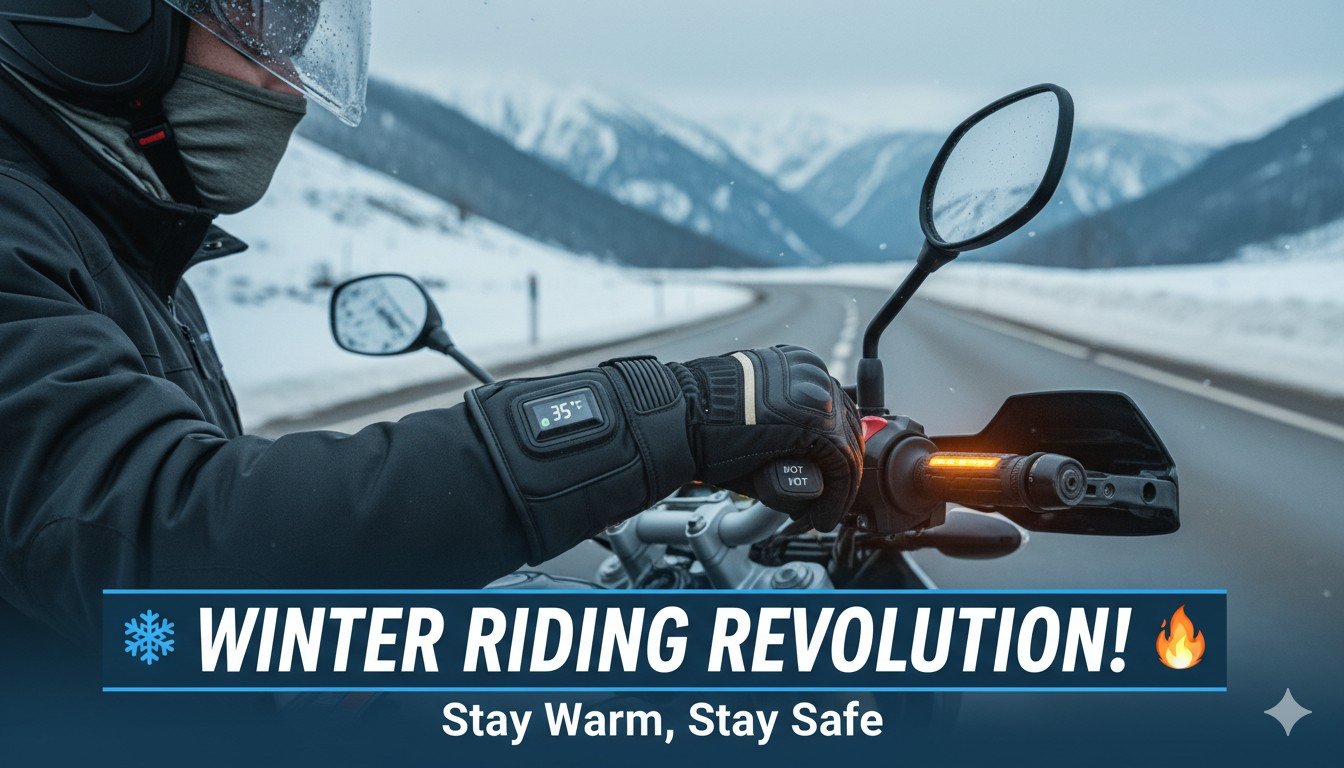सर्दियों में सुरक्षित मोटरसाइकिल राइडर गियर पहने हुए कोहरे वाली सड़क पर