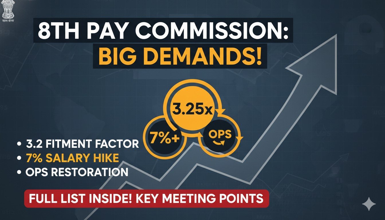 8वें वेतन आयोग की मांगों पर चर्चा करते केंद्रीय कर्मचारी संघों के प्रतिनिधि, फिटमेंट फैक्टर 3.25 और OPS बहाली की मांग के साथ