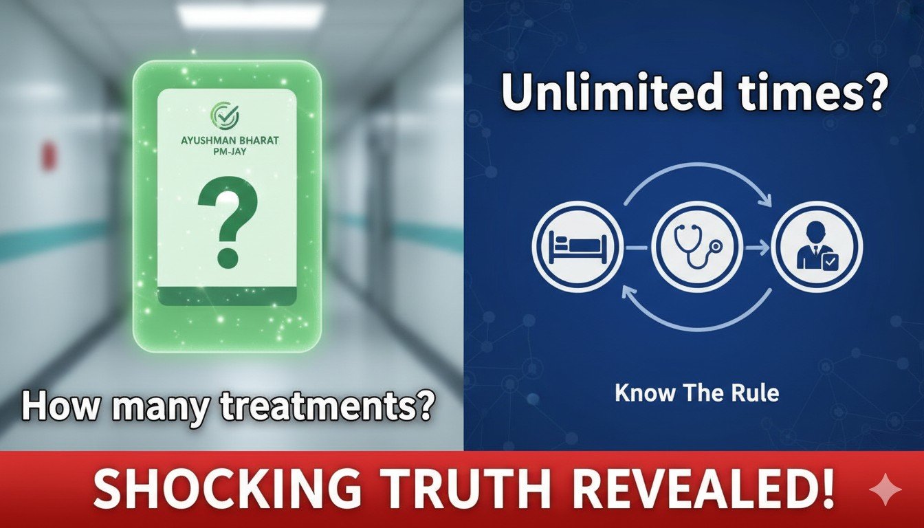 आयुष्मान कार्ड से मुफ्त इलाज की लिमिट और नियम दिखाता ग्राफिक