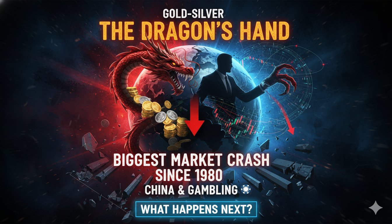 चीन का ड्रैगन सोने और चांदी के गिरते ग्राफ के साथ