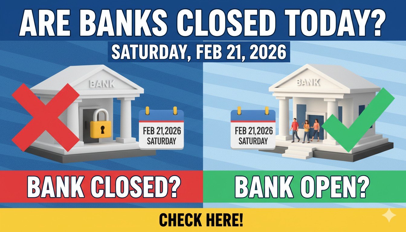 21 फरवरी 2026 को बैंक शाखा के बाहर ग्राहक लाइन में खड़े, बैंक खुले होने का संकेत