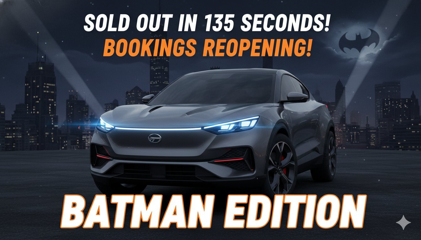 महिंद्रा BE 6 Batman Edition इलेक्ट्रिक SUV सैटिन ब्लैक कलर में Batman डेकल और गोल्ड एक्सेंट्स के साथ